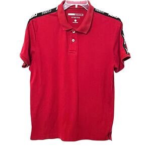AEROPOSTALE SHORT SLV 2-BUTTON POINTED COLLAR POLO, MENS, XL, RED BLACK WHITE